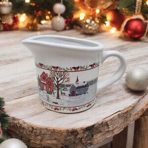 VTG Vintage Winter Wonderland Snow Scene White Christmas Creamer Dish Cup Mug